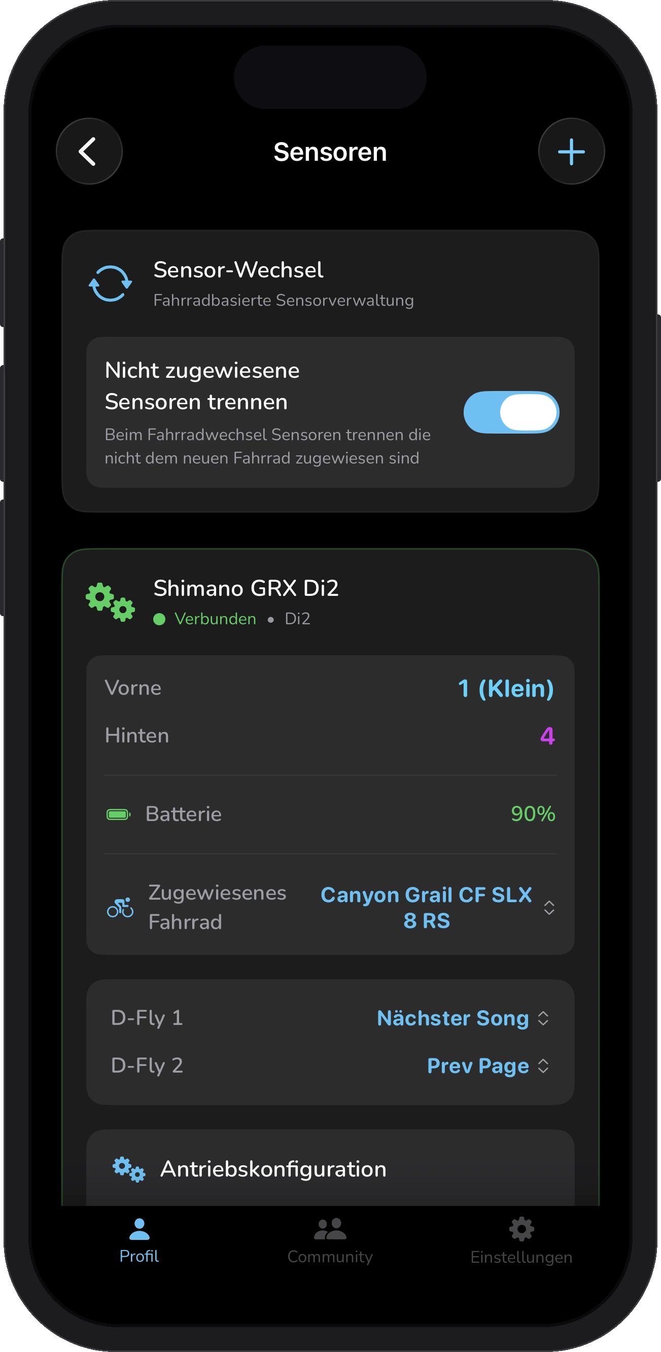 FoxRide sensor management