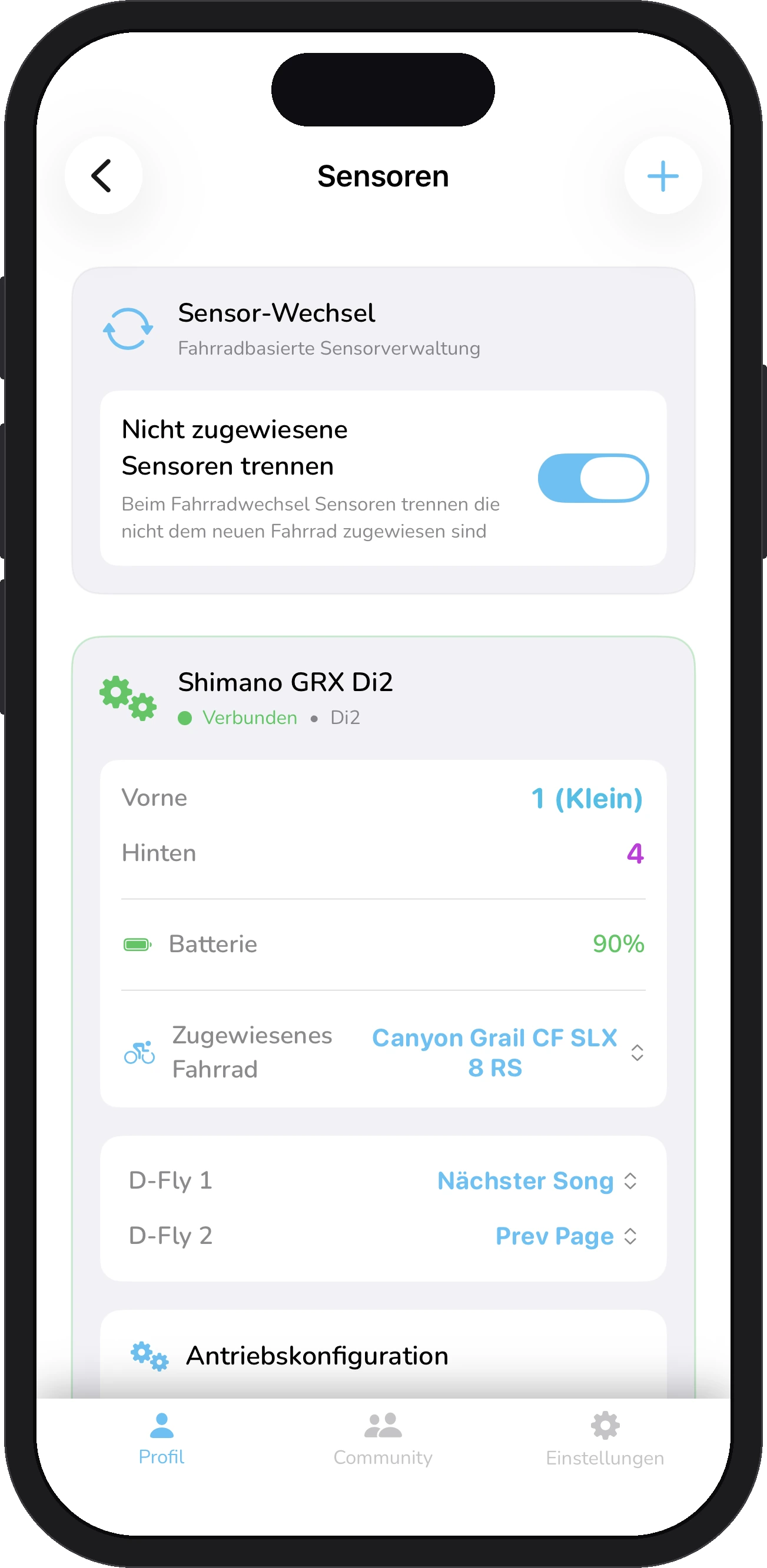 FoxRide sensor management